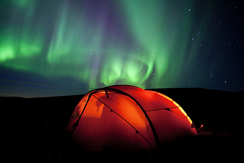 Laponia 2010 - Northernlights over the tent on the Padjelantaleden hiking trail at night in September 2010